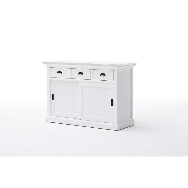 Pemberly Row Contemporary Sliding Door Buffet in Pure White