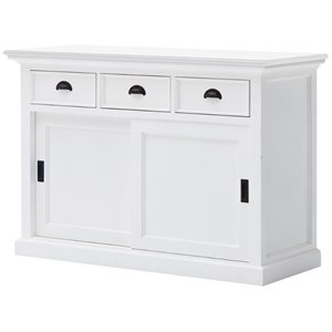 Pemberly Row Contemporary Sliding Door Buffet in Pure White