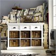 Pemberly Row Contemporary Buffet with 6 Baskets in Pure White