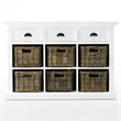 Pemberly Row Contemporary Buffet with 6 Baskets in Pure White