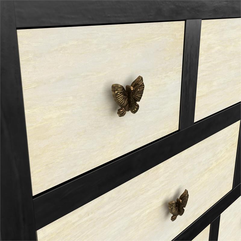 Pemberly Row Modern Ebony and Washed Ivory 13-Drawer Sideboard