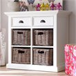 Pemberly Row Modern Medium Buffet with 4 Baskets in Pure White