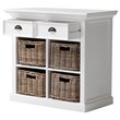 Pemberly Row Modern Medium Buffet with 4 Baskets in Pure White