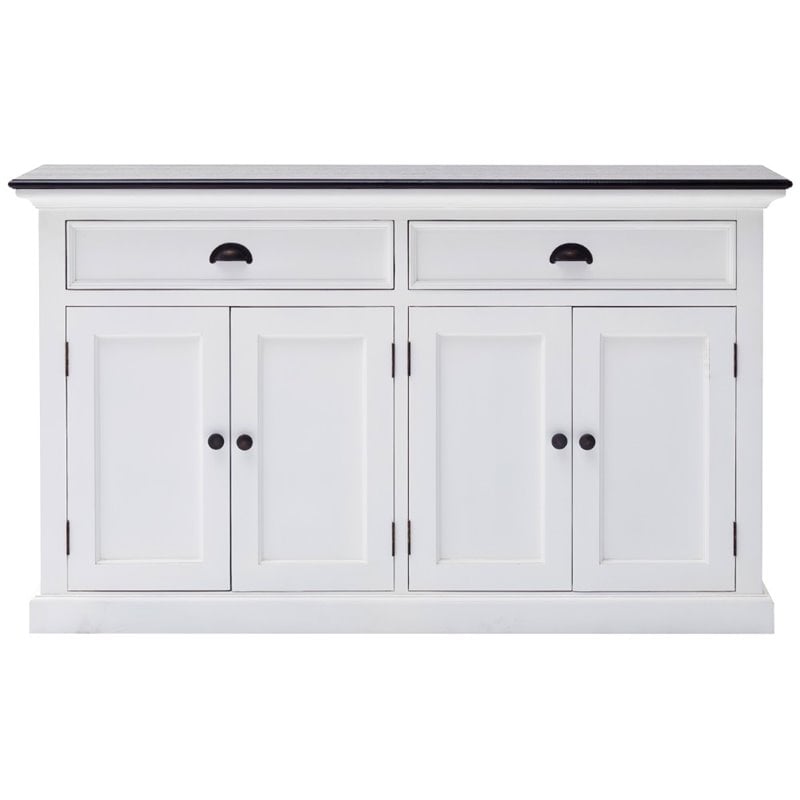 Pemberly Row Contrast Classic Buffet in Pure White and Black