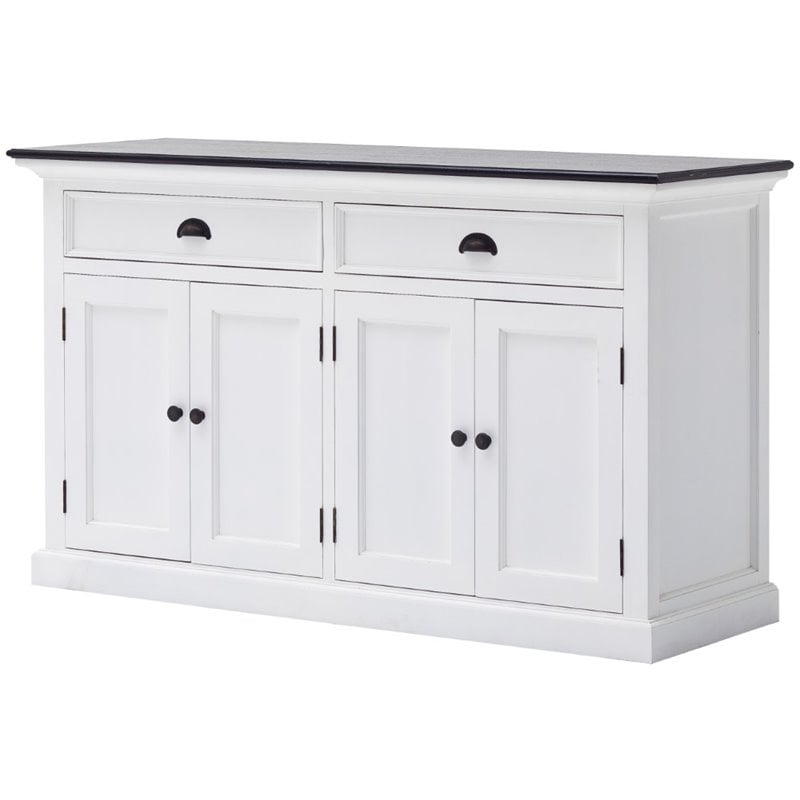 Pemberly Row Contrast Classic Buffet in Pure White and Black