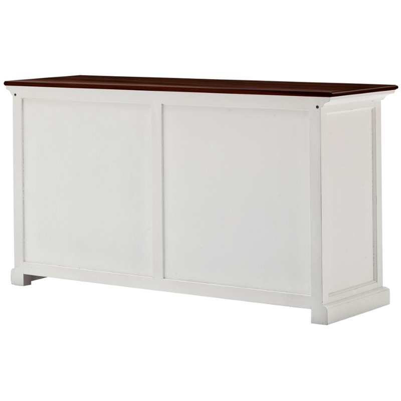 Pemberly Row Accent Classic Buffet in Pure White and Dark Wood