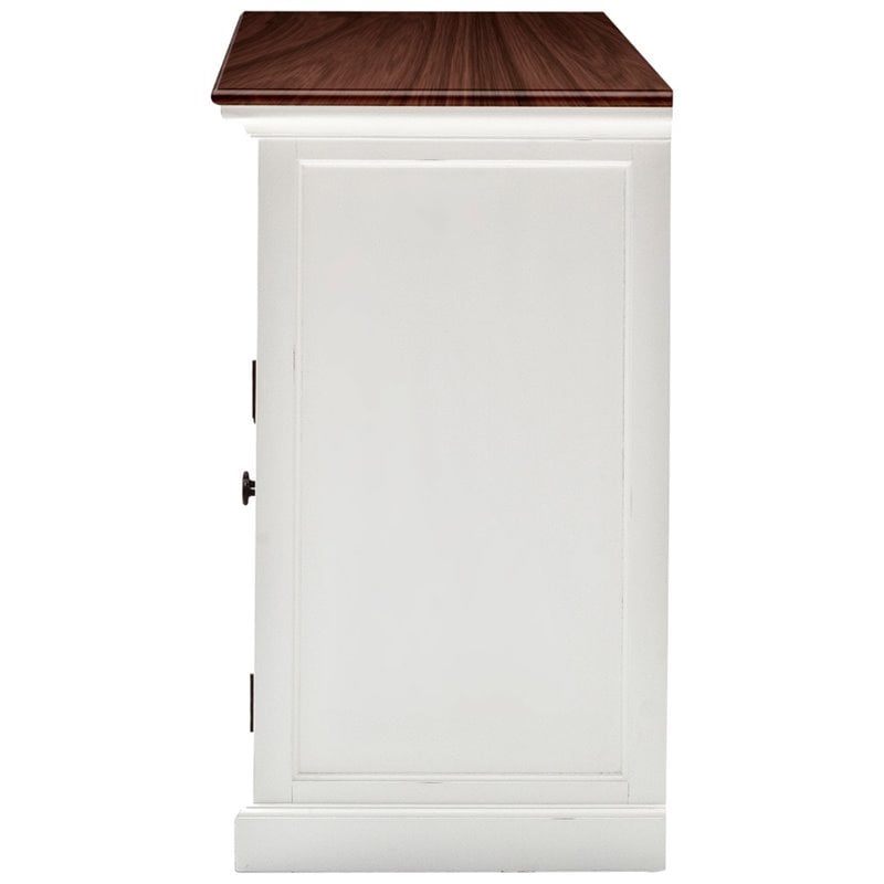 Pemberly Row Accent Classic Buffet in Pure White and Dark Wood