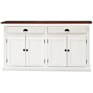 pemberly row accent classic buffet in pure white and dark wood