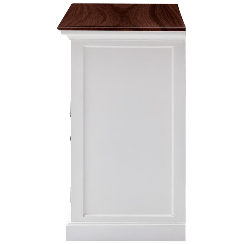 Pemberly Row Accent 2 Basket Buffet in Pure White and Dark Wood