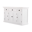 Pemberly Row Mahogany Wood Buffet with 4 Doors 3 Drawers in White