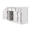 Pemberly Row Mahogany Wood Buffet with 4 Doors 3 Drawers in White