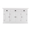 Pemberly Row Mahogany Wood Buffet with 4 Doors 3 Drawers in White