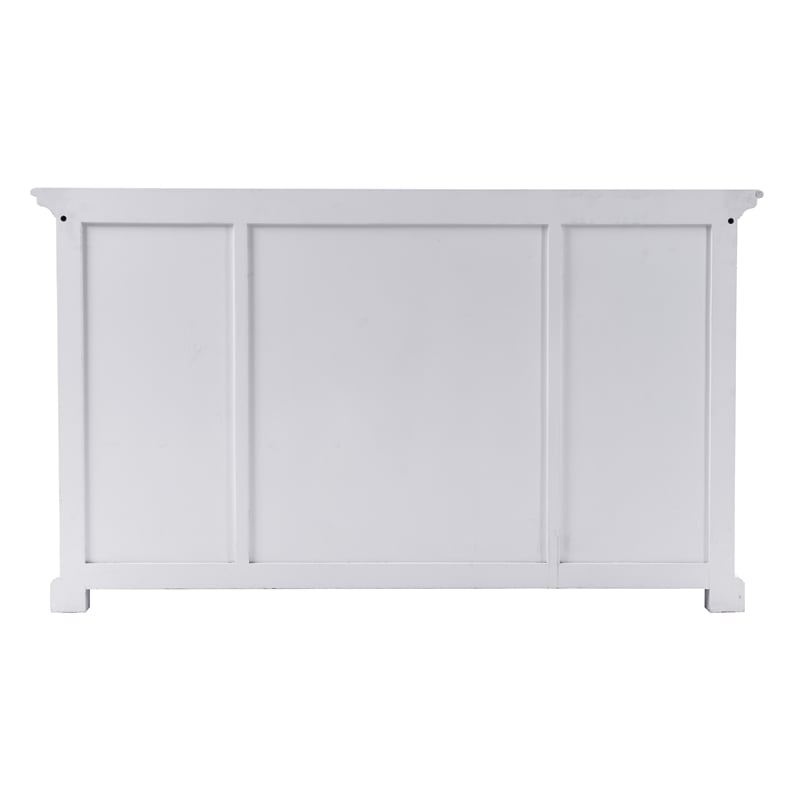 Pemberly Row Mahogany Wood Buffet with 4 Doors 3 Drawers in White