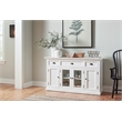 Pemberly Row Mahogany Wood Buffet with 4 Doors 3 Drawers in White