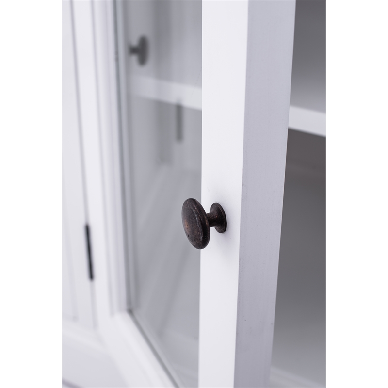 Pemberly Row Mahogany Wood Buffet with 4 Doors 3 Drawers in White