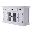 Pemberly Row Mahogany Wood Buffet with 4 Doors 3 Drawers in White