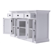 Pemberly Row Mahogany Wood Buffet with 4 Doors 3 Drawers in White