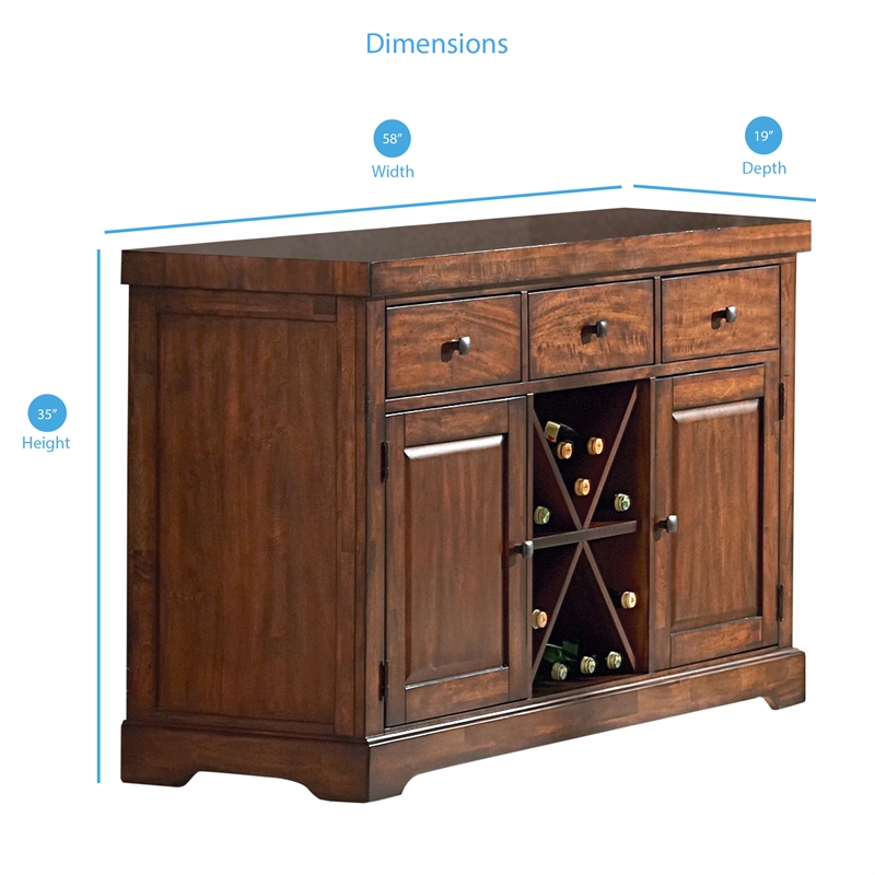 Pemberly Row Brown Wood Removable Wine Rack Server Brown Cherry Finish