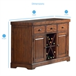 Pemberly Row Brown Wood Removable Wine Rack Server Brown Cherry Finish