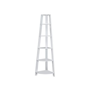 Pemberly Row Contemporary Corner Accent Etagere in White