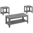 Pemberly Row Contemporary 3 Piece Coffee Table Set in Gray