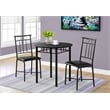 Pemberly Row Modern 3 Piece Round Dining Set in Black Metal