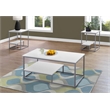 Pemberly Row Modern 3 Piece Coffee Table Set in White and Silver