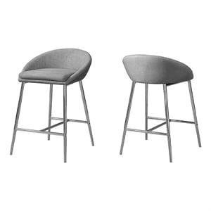 Pemberly Row 24&quot Industrial Fabric Counter Stool in Gray/Chrome (Set of 2)