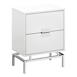 Pemberly Row 18&quot Wood Storage Accent End Table in White/Chrome