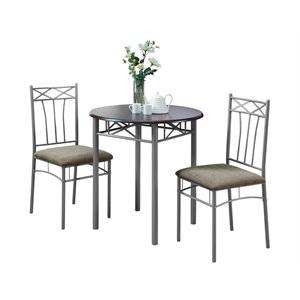 pemberly row metal 3 piece bistro set in cappuccino and silver