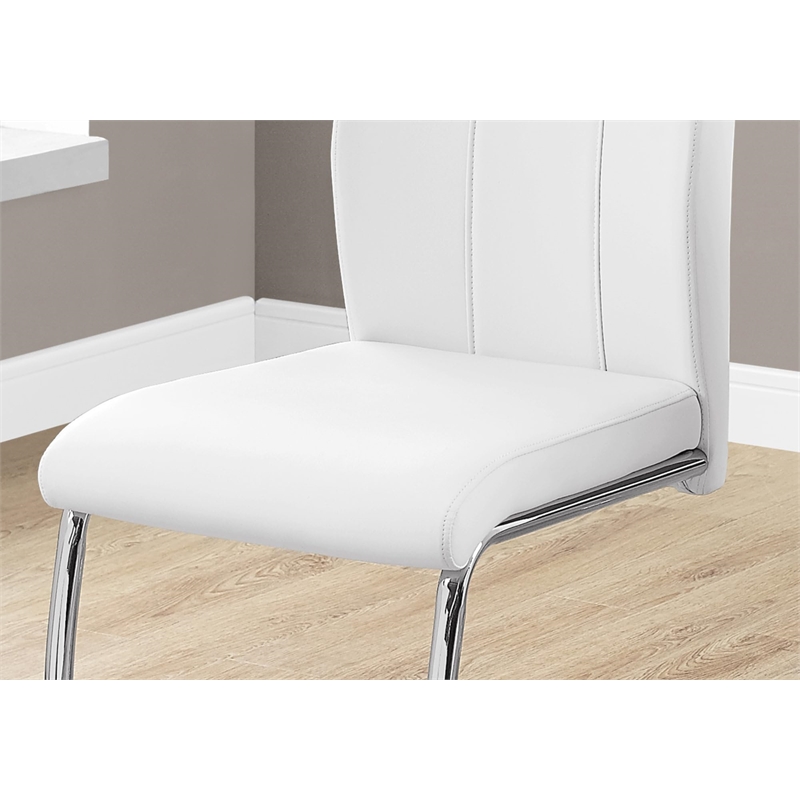 Pemberly Row 19'' Modern Faux Leather/Wood Dining Side Chair in White (Set of 2)