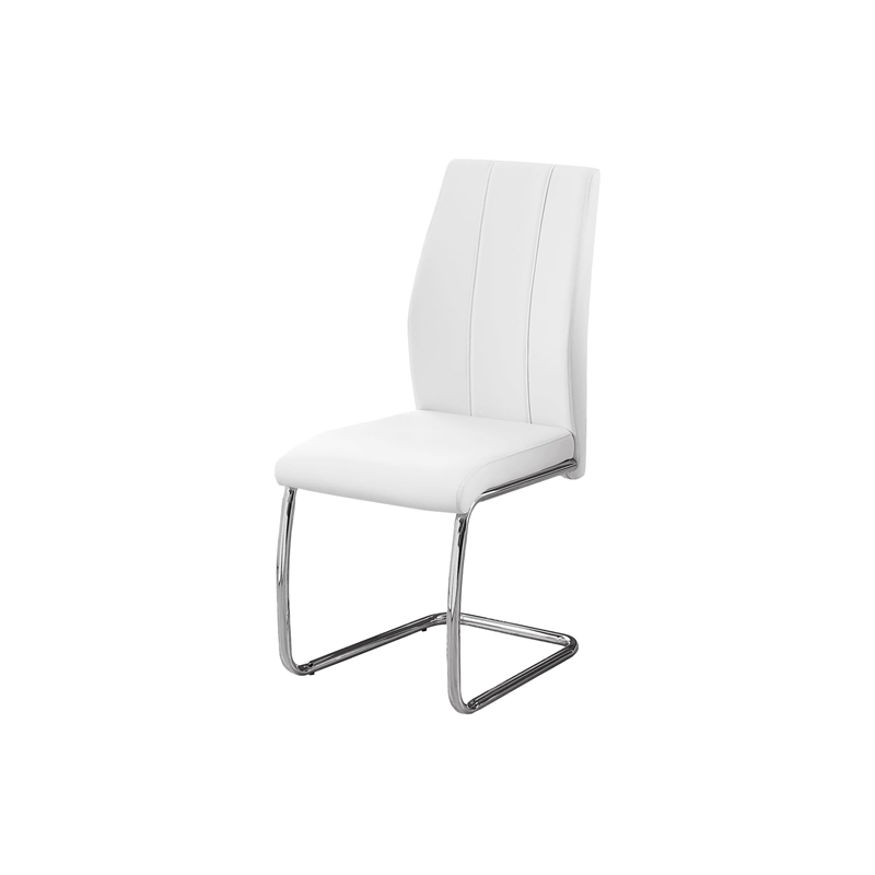 Pemberly Row 19'' Modern Faux Leather/Wood Dining Side Chair in White (Set of 2)