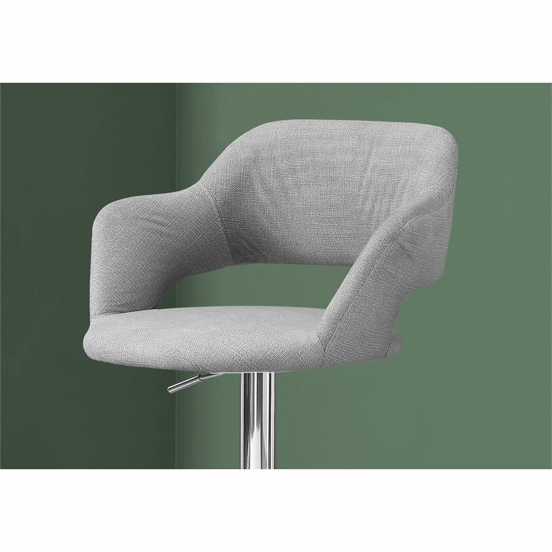 Pemberly Row Adjustable Swivel Bar Stool in Gray and Polished Chrome