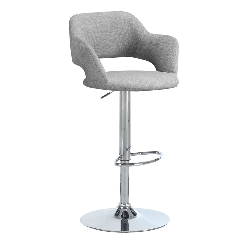 Pemberly Row Adjustable Swivel Bar Stool in Gray and Polished Chrome