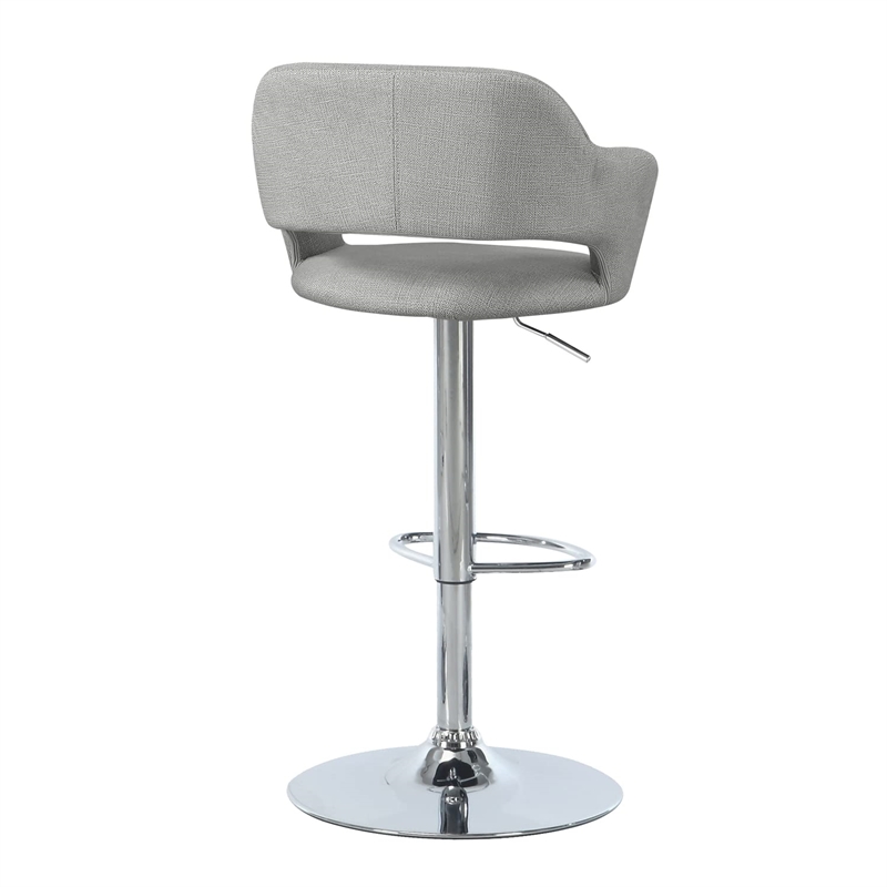 Pemberly Row Adjustable Swivel Bar Stool in Gray and Polished Chrome