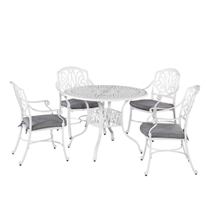 pemberly row coastal white aluminum 5 piece outdoor dining set
