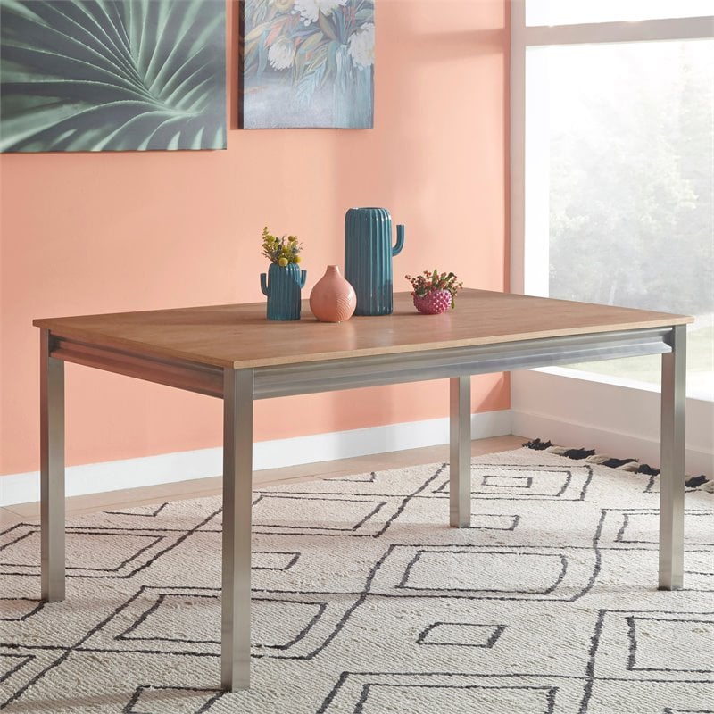 Pemberly Row Contemporary Brown Wood Dining Table