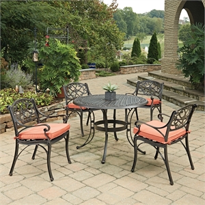 pemberly row black aluminum 7 piece dining set with umbrella and cushions