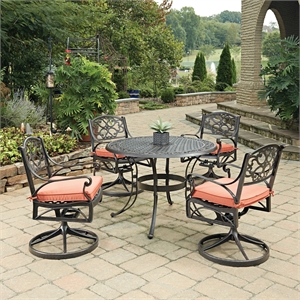 pemberly row traditional brown aluminum 5 piece dining set with cushions