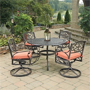 pemberly row traditional aluminum 5 piece dining set in gray