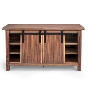 Pemberly Row Farmhouse Brown Wood Entertainment Center