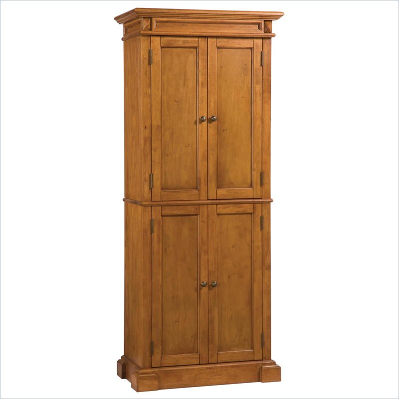 Pemberly Row Contemporary Kitchen Pantry in Distressed Oak Finish