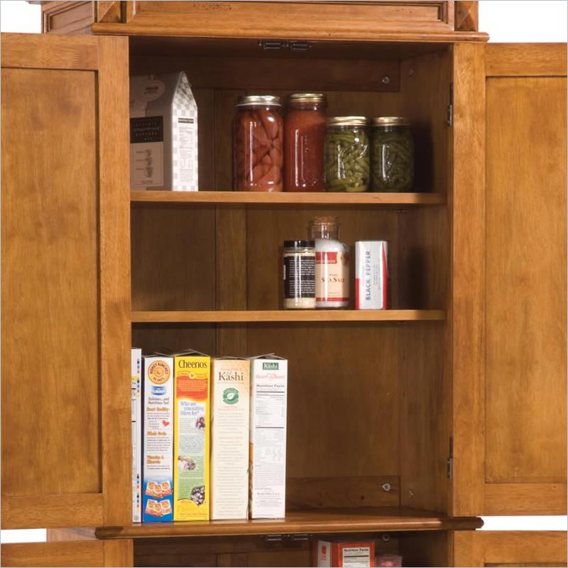 Pemberly Row Contemporary Kitchen Pantry in Distressed Oak Finish