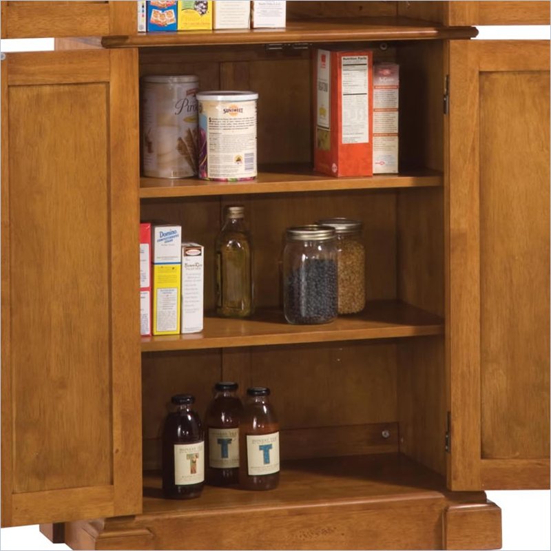 Pemberly Row Contemporary Kitchen Pantry in Distressed Oak Finish