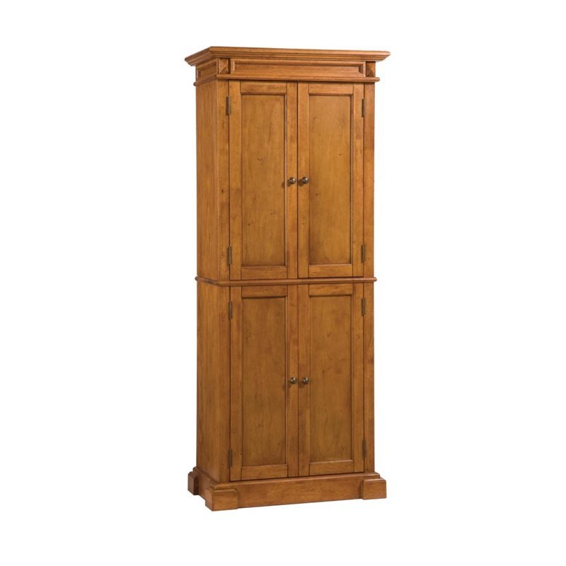 Pemberly Row Contemporary Kitchen Pantry in Distressed Oak Finish