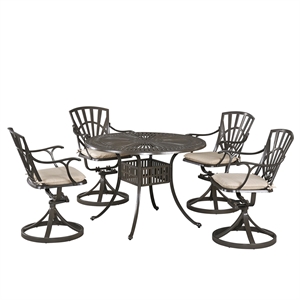 pemberly row traditional gray aluminum 5 piece outdoor dining set with umbrella