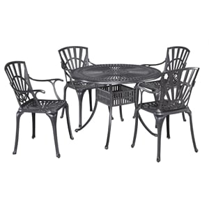pemberly row traditional black aluminum 5 piece outdoor dining set with cushions
