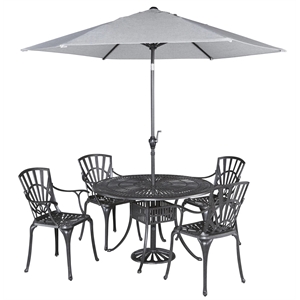 pemberly row traditional brown aluminum 5 piece outdoor dining set with cushions