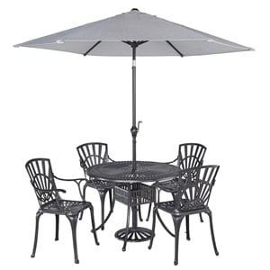 pemberly row traditional brown aluminum 5 piece outdoor dining set with cushions