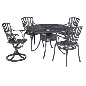 pemberly row black aluminum 7 piece dining set with umbrella and cushions